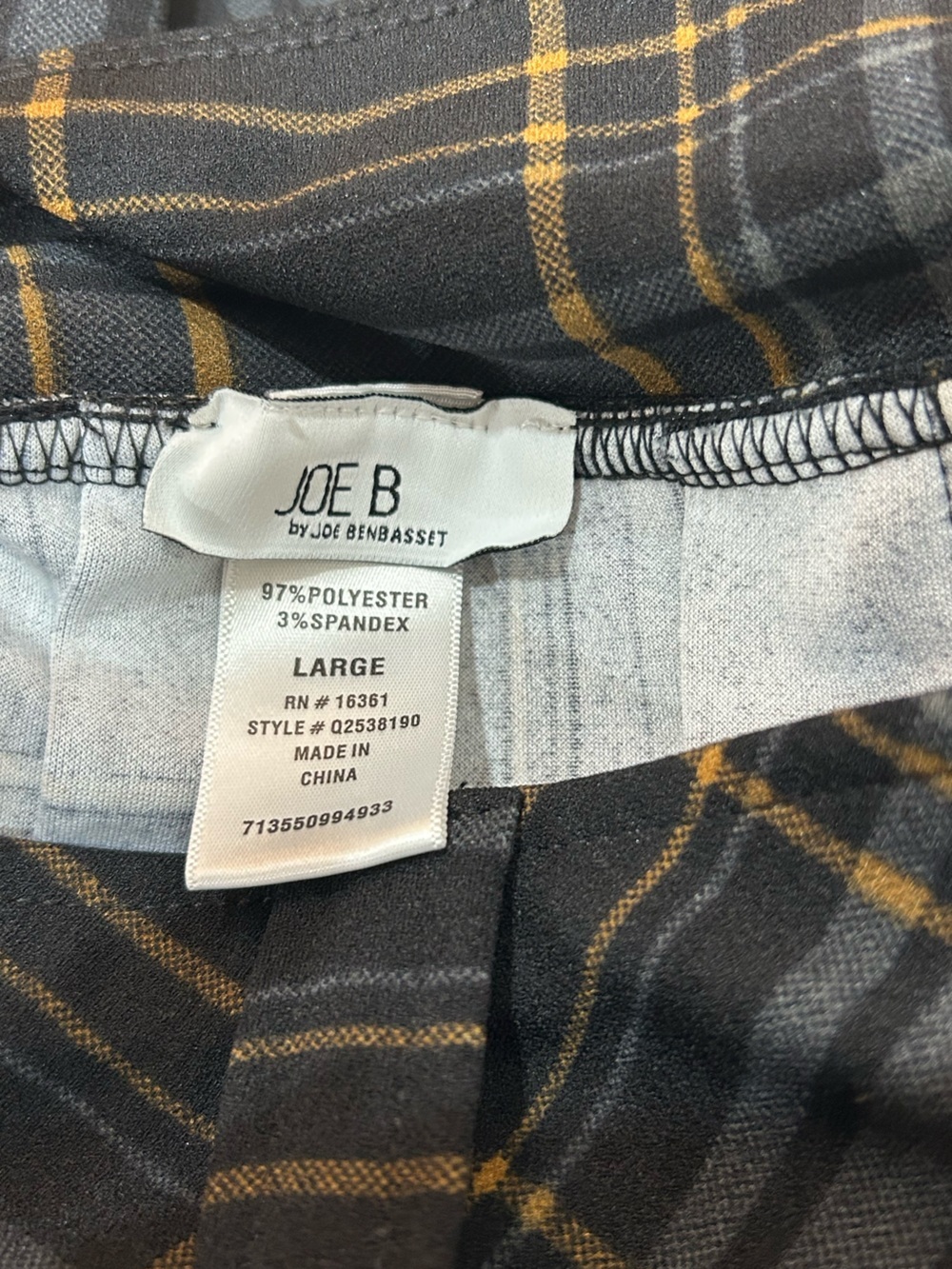NWOT Joe Benbasset Black Plaid Pleated Mini Skirt with Gold Lines - Picture 2 of 5
